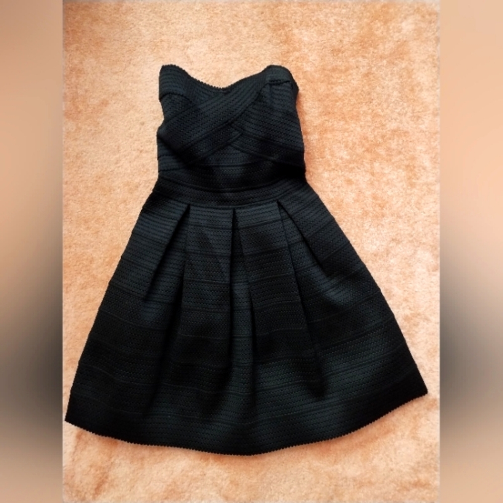 Express black bondage A-line cocktail dress